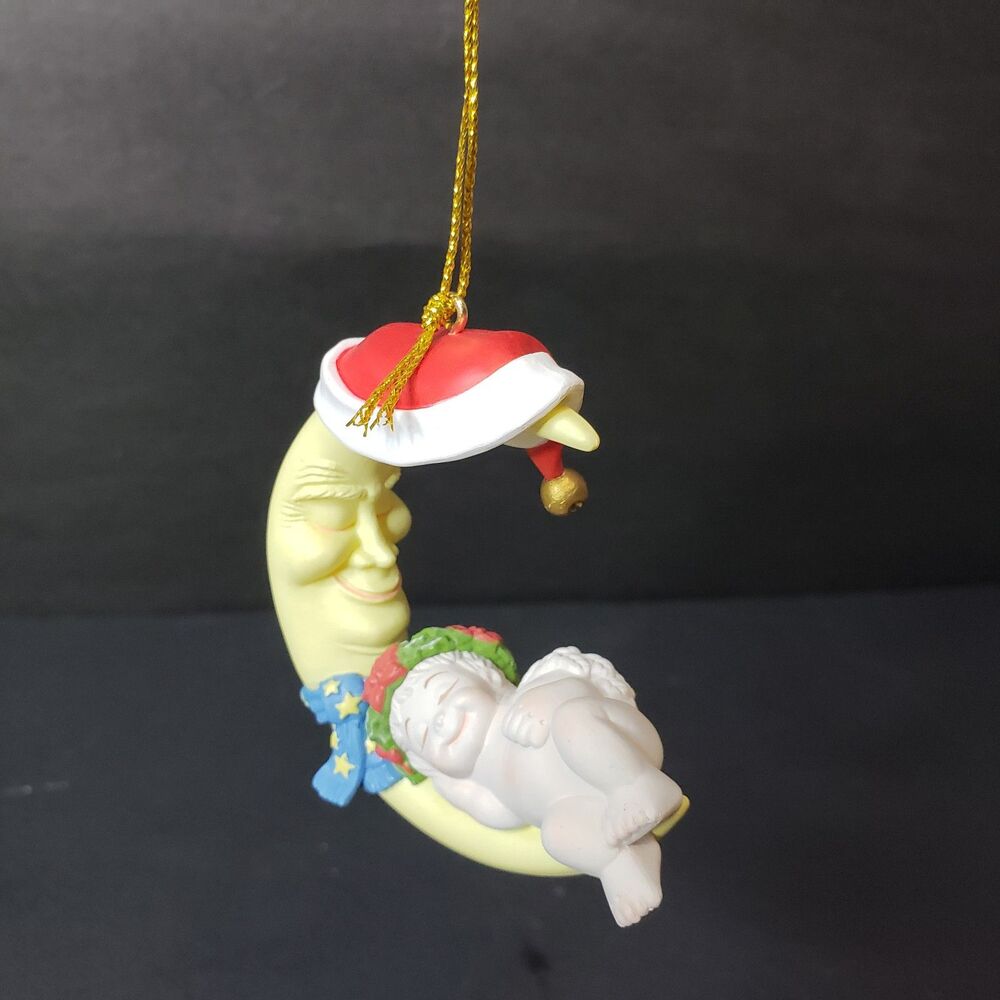 Vintage 90s Dreamsicles Moon with Cherub Christmas Tree Ornament with Box